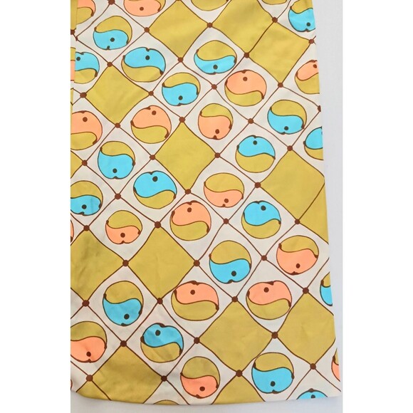 VTG 60s Mod Chartreuse Aqua Print Knee Length Dress Tie Back Sz S/M - Picture 4 of 5